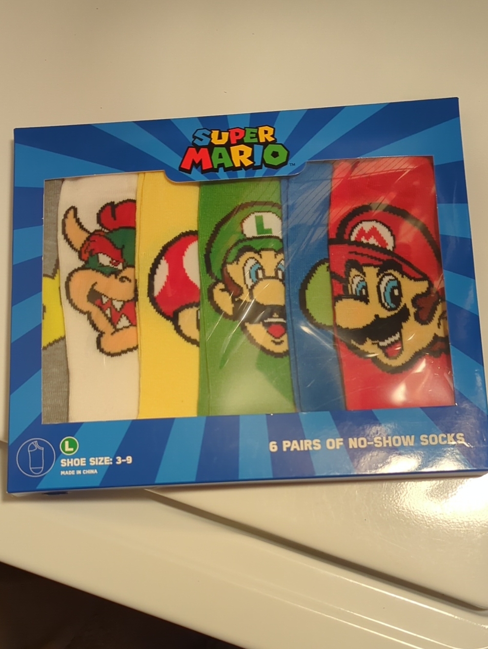 Nintendo Super Mario Character No-Show Socks - Red, Green, Blue, Yellow